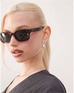 Солнцезащитные очки с темно-зелеными линзами в черепаховом цвете Weekday