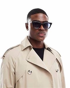 Солнцезащитные очки квадратной формы с синими линзами и черной оправой Asos design