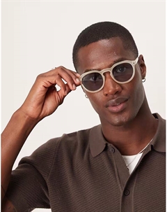 Круглые солнцезащитные очки со светло-дымчатыми линзами и белой оправой Asos design