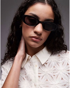 Солнцезащитные очки овальной формы черного цвета Mango