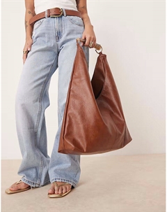 Сумка-тоут с ручкой из смолы, объемная, бежевого цвета Asos design