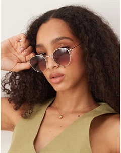 Солнцезащитные очки в круглой оправе из металла с градиентными розовыми линзами в золоте Asos design