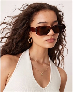 Солнцезащитные очки в широкой оправе коричневого цвета Mango