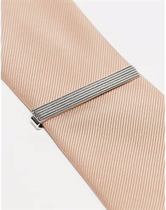 Серебряный ребристый зажим для галстука с отделкой по краю Asos design