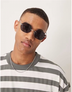 Солнцезащитные очки без оправы Festival с тонированными линзами и серебристой металлической оправой Asos design