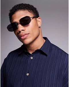 Солнцезащитные очки без оправы в стиле фестиваля 90-х годов с черными линзами и серебристой металлической оправой Asos design