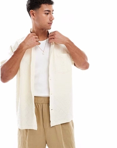 Рубашка oversize с текстурой цвета экрю Jack & jones