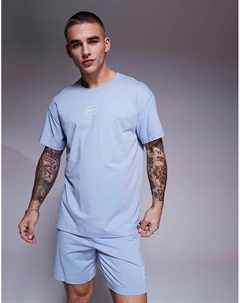 Футболка свободного кроя Laze с центральным логотипом светло-голубого цвета CO-ORD Hugo red