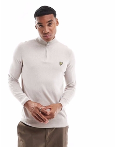 Джемпер из хлопковой мериносовой шерсти с застежкой на четвертную молнию кремового цвета Lyle & scott