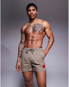 Плавки-шорты с логотипом Dominica label светло-коричневого цвета Hugo red