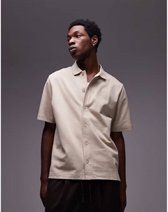 Рубашка Oversize Jersey Button Down в цвете Ecru Topman