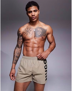 Плавки-шорты Abas с вертикальным логотипом светло-коричневого цвета Hugo red