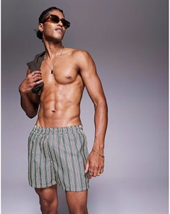 Короткие шорты для плавания в зеленую полоску Asos design