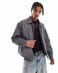 Укороченная куртка свободного кроя темно-серого цвета Asos design