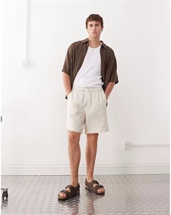 Льняные шорты будничного бежевого цвета Weekday