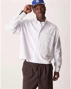 Рубашка свободного кроя белого цвета с серой полоской Asos design