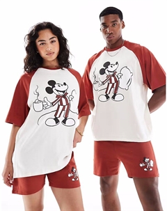 Disney Mickey Mouse реглан короткий пижамный комплект красного цвета Asos design