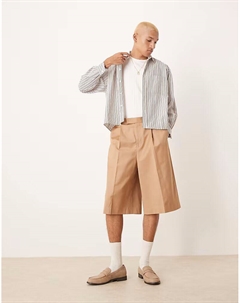 Элегантные свободные шорты-бермуды в каменном цвете Asos design