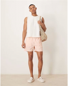 Плавки-шорты с логотипом на завязках персиково-розового цвета Calvin klein