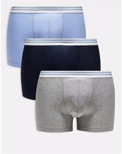 Комплект из 3 трусов-боксеров с полосатым поясом Asos design