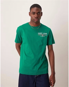 Футболка с маленьким логотипом зеленого цвета Gant