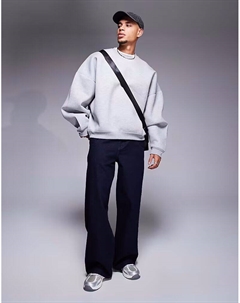 Толстовка super oversize из плотного неопрена серого меланжевого цвета Asos design