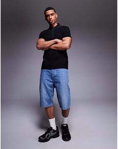 Джинсовые шорты прямого кроя средне-синего цвета Hugo blue