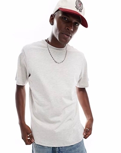 Футболка прямого кроя серого меланжевого цвета Pull & bear