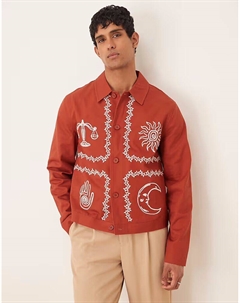Куртка харрингтон с вышивкой цвета ржавчины Asos design