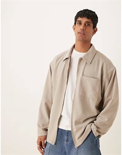 Свободная куртка-бомбер в фактурную полоску цвета экрю Asos design