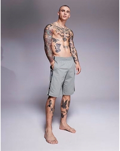 Спортивные шорты Armani с манжетами и отделкой из тесьмы с логотипом в цвете шалфейно-зеленый Ea7