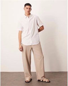 Рубашка из льняной смеси белого цвета, классического кроя Asos design