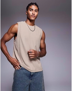 Майка квадратной формы в рубчик коричневого цвета Asos design