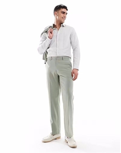 Брюки прямого кроя из костюма в цвете шалфейно-зеленый Asos design
