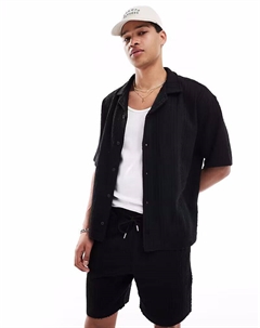 Футболка с фактурной полоской черного цвета Pull & bear