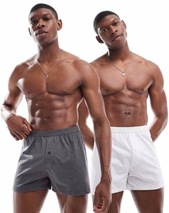 Комплект из 2 пар боксеров серого меланжевого и белого цветов Asos design