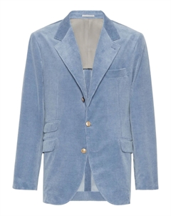 Однобортный вельветовый пиджак, синий Brunello cucinelli