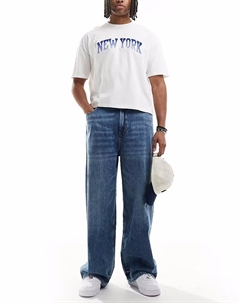 Джинсы с застежкой-молнией в синем цвете Pull & bear