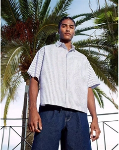Свободная рубашка свободного кроя в синюю и белую полоску Asos design