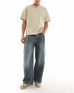 Джинсы с очень мешковатым кроем и вытачками серого цвета Pull & bear