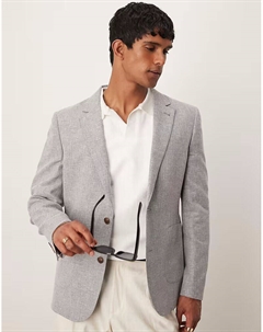 Узкий блейзер из льняной смеси серого цвета Asos design
