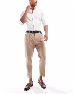 Элегантные зауженные брюки-чиносы из хлопка светло-коричневого цвета Asos design