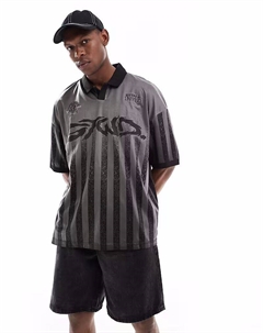 Футбольное поло в стиле гранж черного цвета Pull & bear