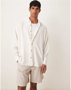 Рубашка свободного кроя из льняной смеси белого цвета Asos design