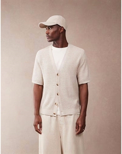 Свободный вязаный кардиган бежевого цвета Asos design