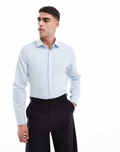 Рубашка классического кроя синего цвета со скрытыми пуговицами Asos design