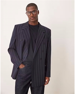 Свободный пиджак в тонкую темно-синюю полоску Asos design