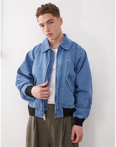 Джинсовая куртка-бомбер цвета светло-индиго Obey