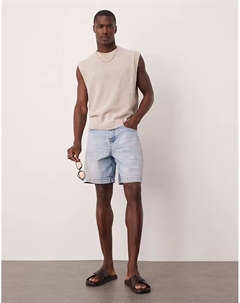 Джинсовые шорты стандартной длины светло-голубого цвета Asos design