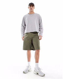 Длинные парусиновые шорты цвета хаки Asos design